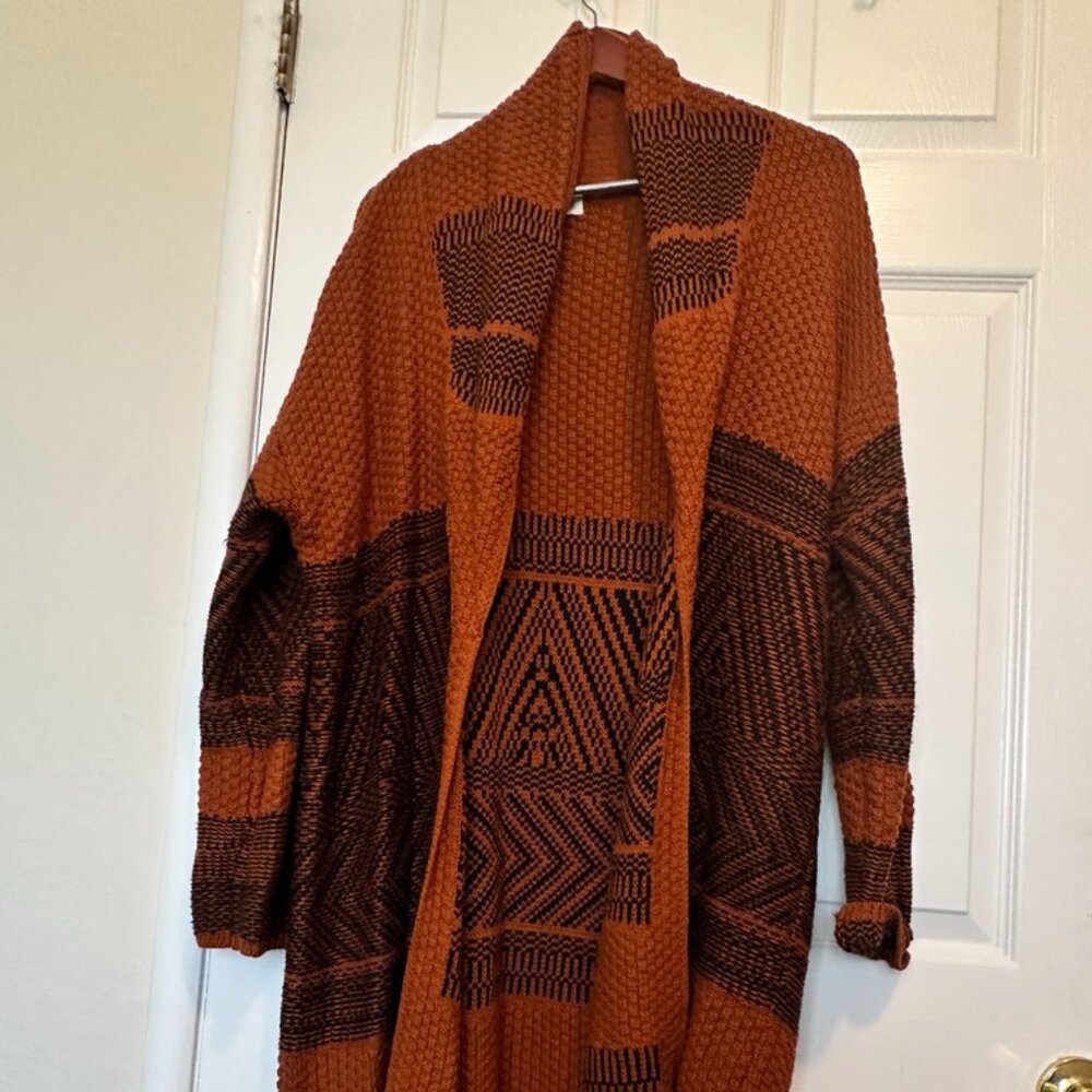 LG Lucky Brand Rust Long Cardigan